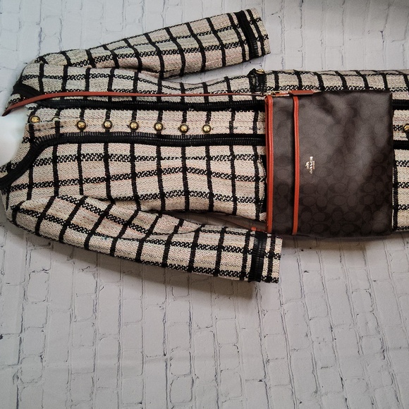 Coach Signature Zip File Cross Body Messenger Bag-Brown/Orange - Picture 2 of 5